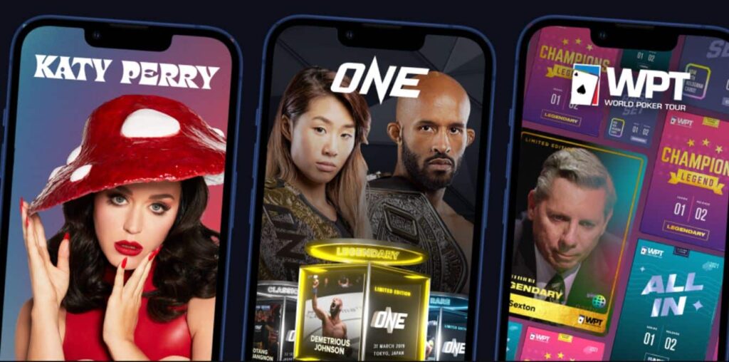 images of Katy Perry, One, and the World Poker Tournament found on the ThetaDrop NFT marketplace