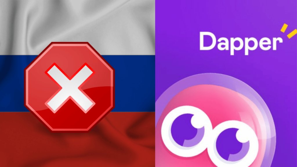 Usuarios rusos ahora excluidos de la plataforma Dapper Labs Logo With Flag of Russia