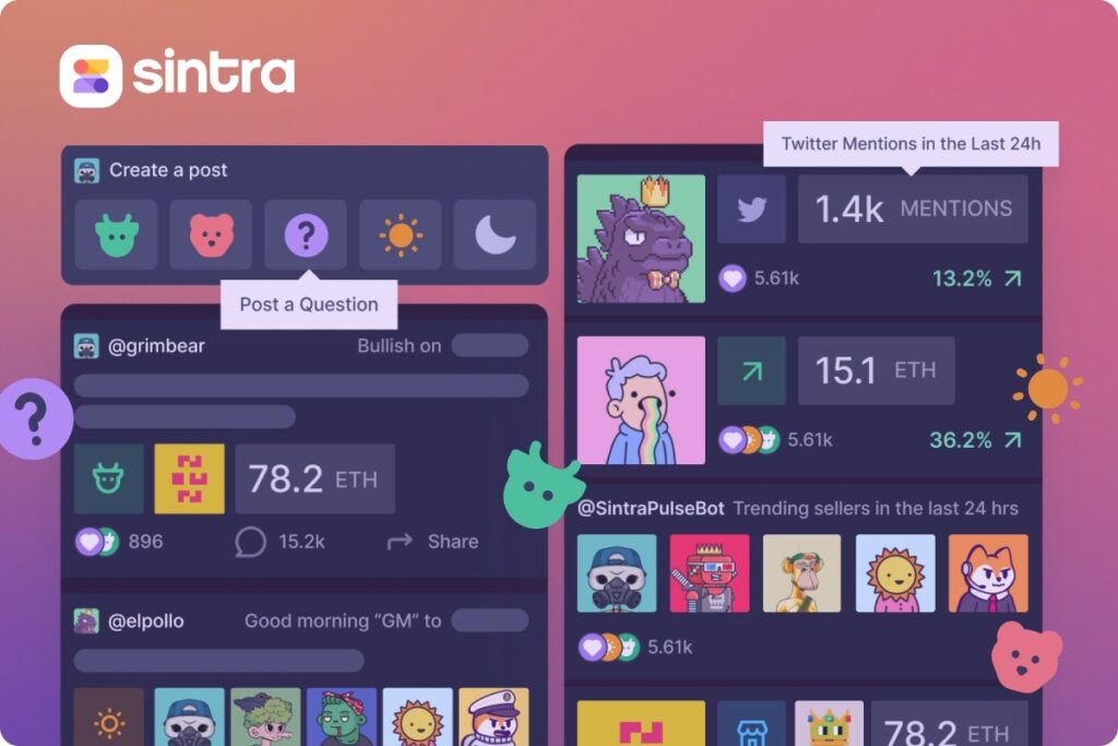 sintra NFT app showing different collections