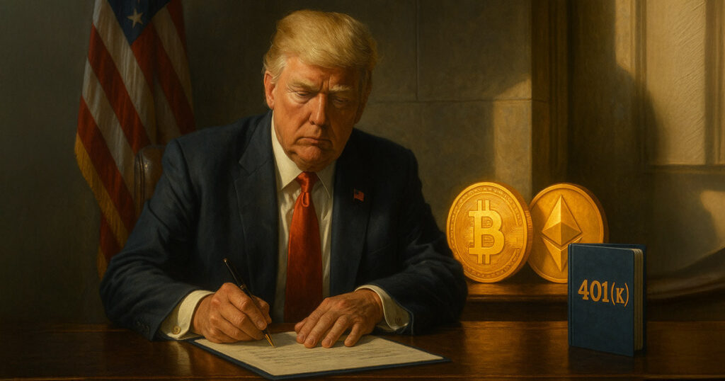 Trump abre $ 12.5 billones de 401 (k) mercado al acceso a cripto y capital privado