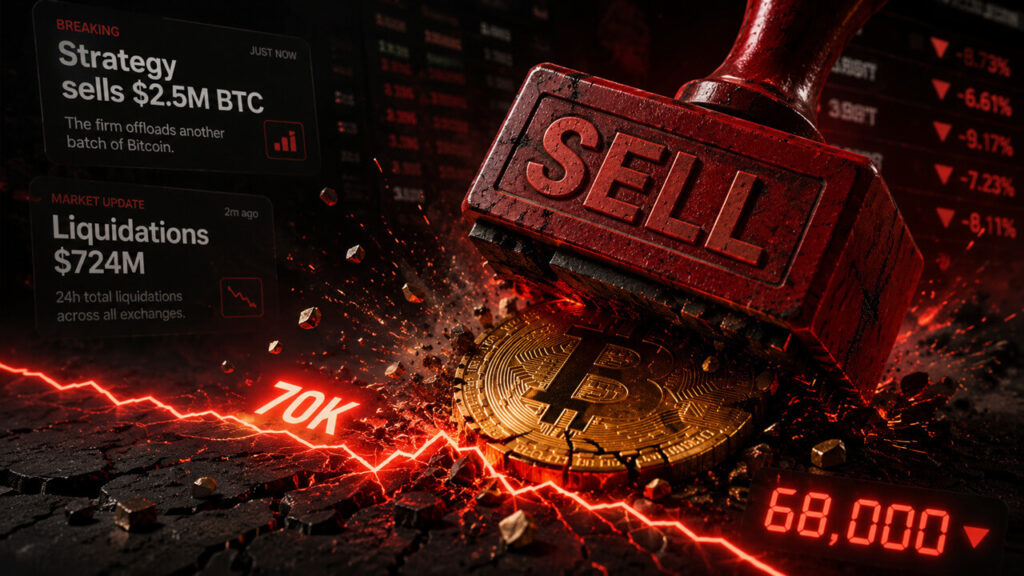 La caída repentina de Bitcoin por debajo de $68,000 desencadena alrededor de $400 millones en liquidación en menos de una hora