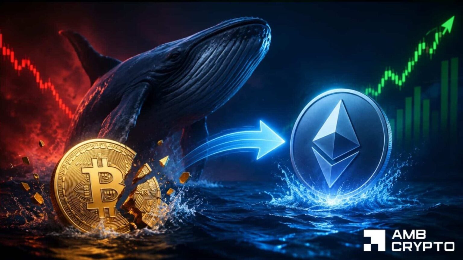 Whale se deshace de Bitcoin por 22 millones de dólares en Ethereum: ¿la apuesta ayudará a que ETH suba?